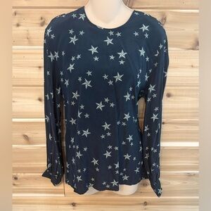 Liz Claiborne Navy Star Print Blouse